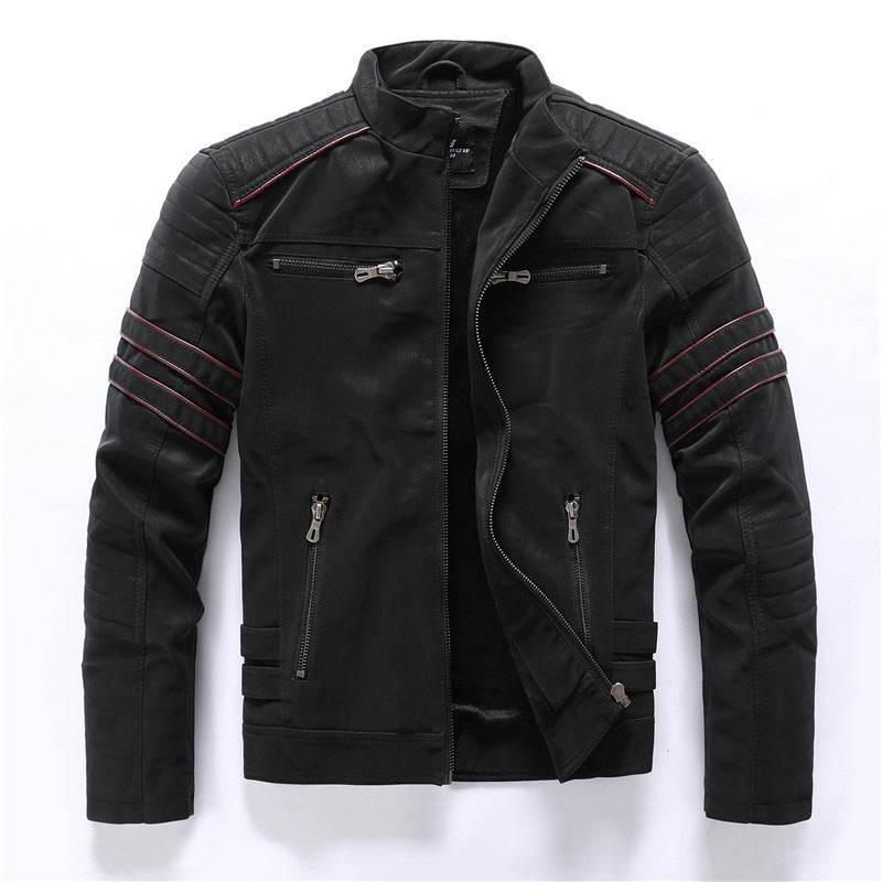 Men's leather washed leather jacket - Mubimart
