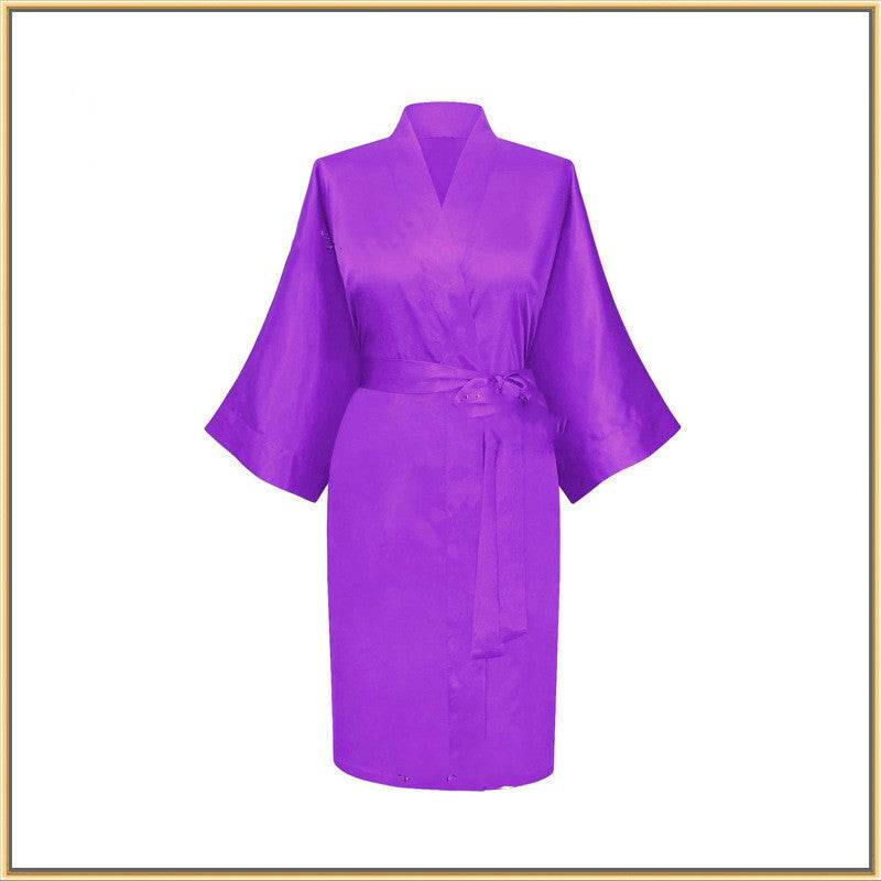 Elastic Imitation Silk Pajamas Solid Color Female Nightgown Elastic Plain Short Nightgown - Mubimart