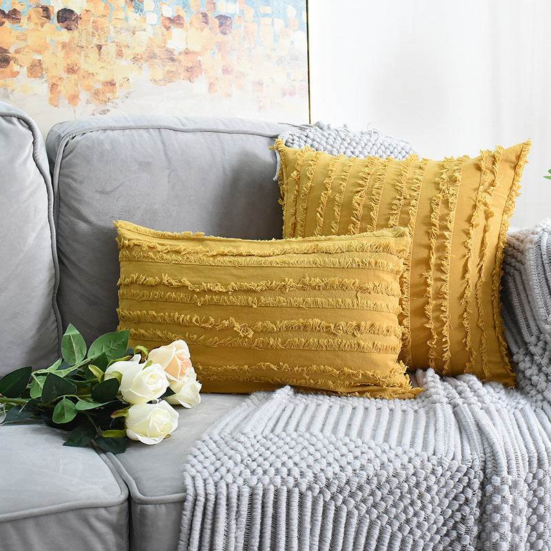 Cut Floral Fringed Sofa Pillowcases - Mubimart
