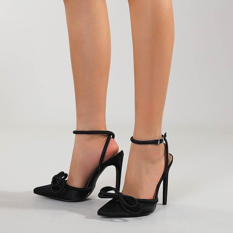 Women's Colorblock Pointed-Toe Satin Muqin Pumps - Mubimart