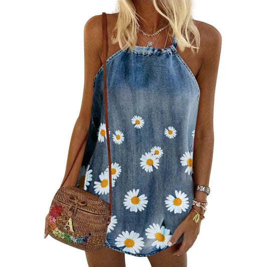 Printed denim camisole - Mubimart