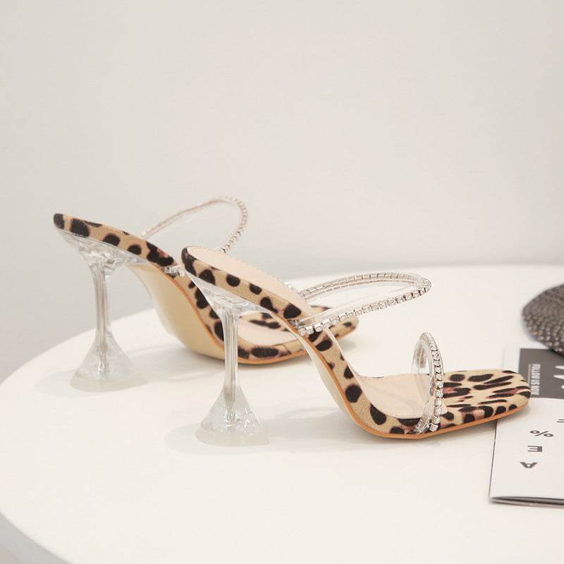 One word with crystal heel stilettos - Mubimart