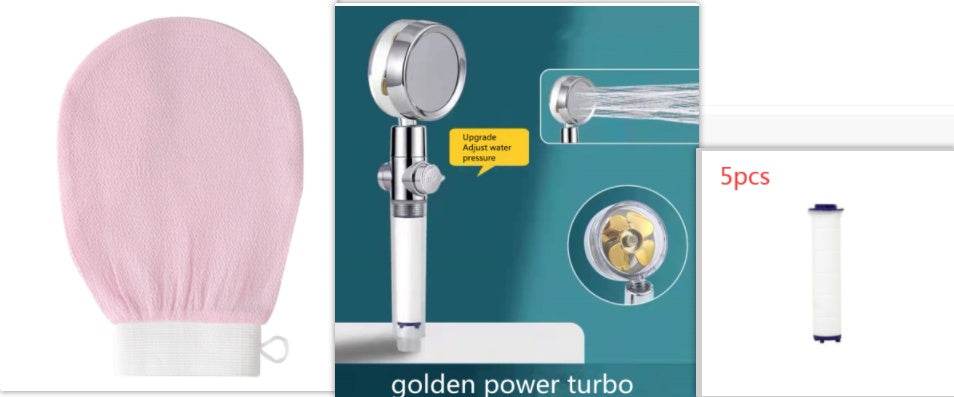 Shower Head Water Saving Flow 360 Degrees Rotating With Small Fan ABS Rain High Pressure Spray Nozzle Bathroom Accessories - Mubimart