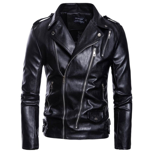 Multi-zip leather jacket jacket - Mubimart