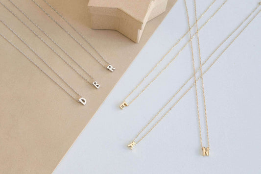 Fashion Tiny Initial Necklace Gold Silver Color Cut Letters Single Name Choker Necklace For Women Pendant - Mubimart