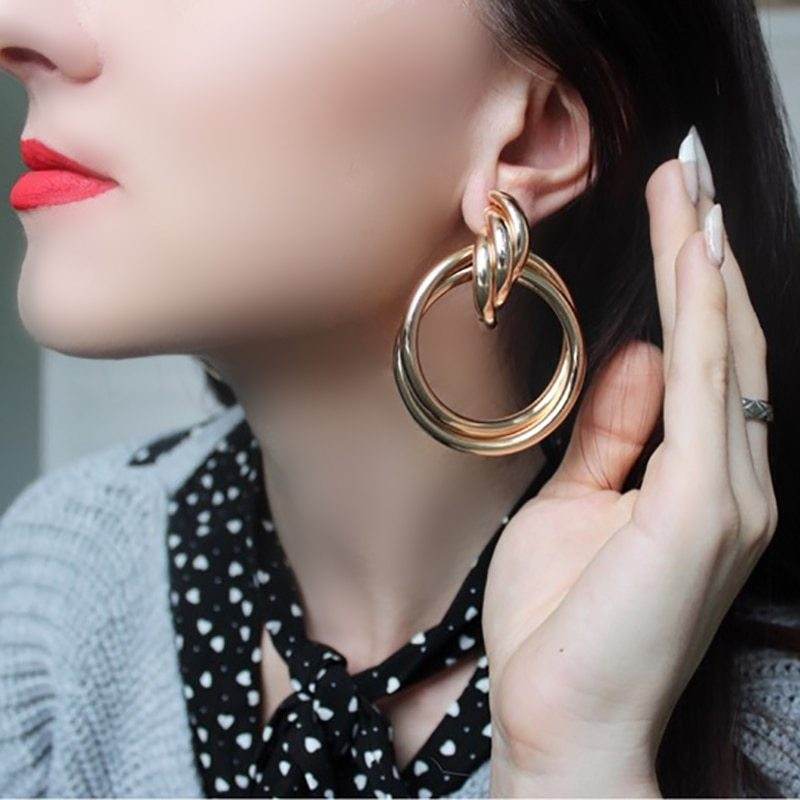 Alloy hoop earrings - Mubimart