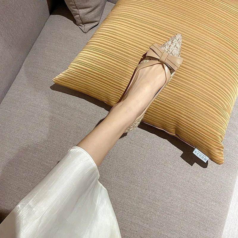 Women's Flat Pointed Toe Flat Elegant Pumps - Mubimart