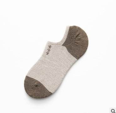 Men's cotton socks low cut embroidery socks - Mubimart