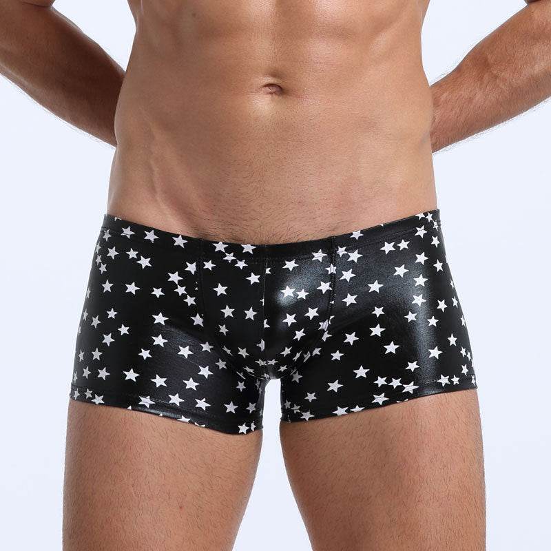 Men's Patent Leather Boxer Briefs - Mubimart