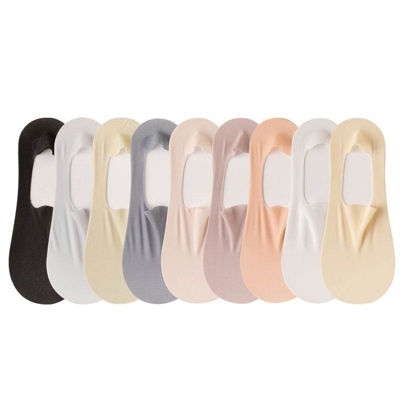 Thin Solid Color Bottom Super Low Cut Invisible Socks - Mubimart