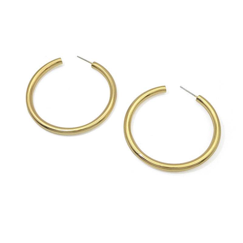 Gold Chunky Hoop Earrings - Mubimart