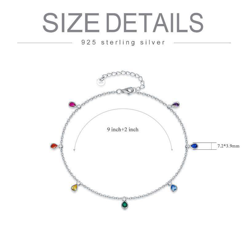 Anklets for Women Sterling Silver Multi Color Oval Rainbow Anklet Bracelets Fashion Jewelry Gifts for Women Teen Girls Friend Birthday - Mubimart