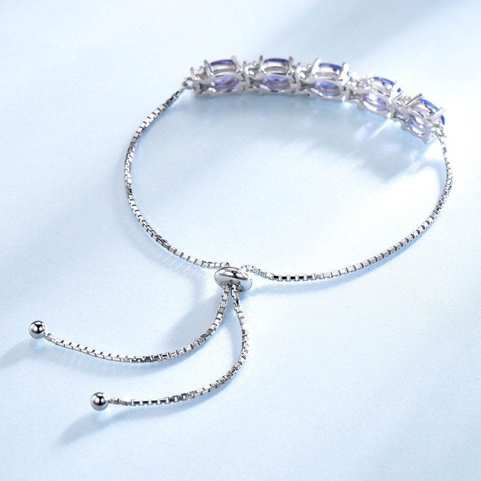 Bracelets For Women Gemstone Blue Topaz Adjustable Chain Link Bracelet Christmas Jewelry - Mubimart
