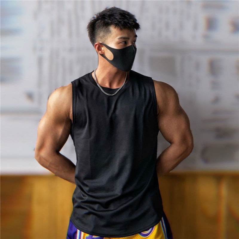 Breathable Ice Silk Sports Vest Men's Workout Sleeveless T-shirt - Mubimart