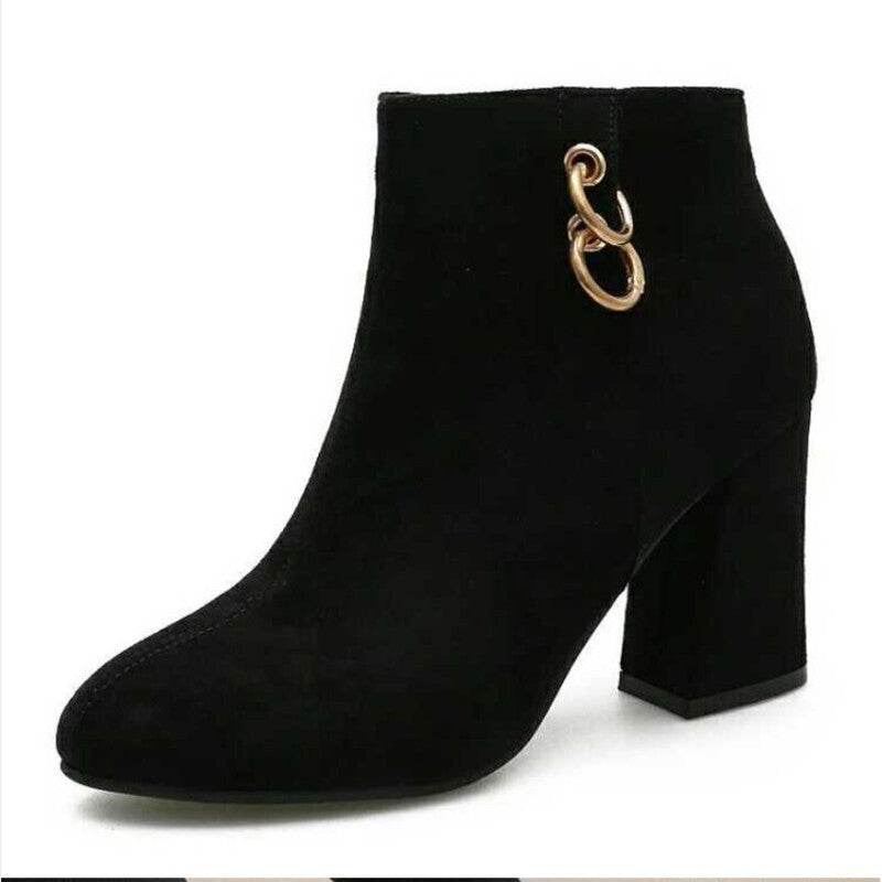 Matte suede block heel Martin boots - Mubimart