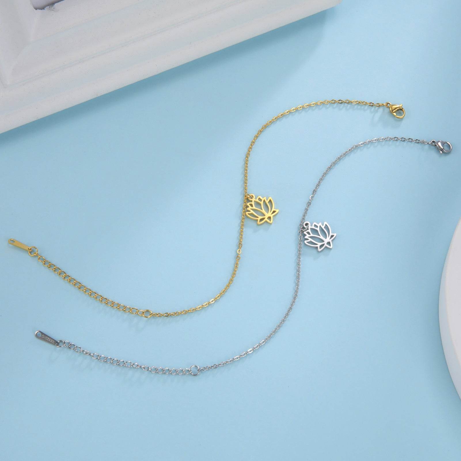 Women's Lotus Stainless Steel Bohemian Pendant Ankle Bracelet Beach Accessories - Mubimart