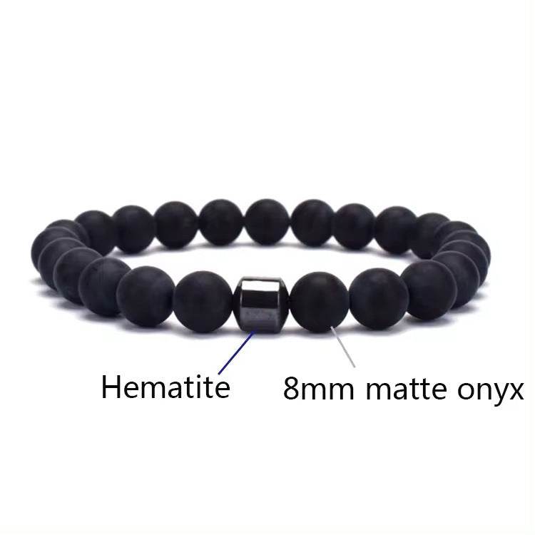 Natural Gemstone Bracelet Vintage Stone Beads Men Women Jewelry - Mubimart