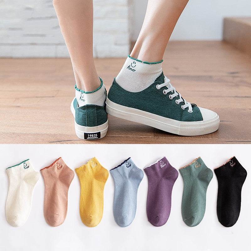 Socks Women's Socks Shallow Mouth Ins Low Cut Thin Short Tube Sweat-absorbent Breathable Japanese Cotton Socks Boat Socks - Mubimart