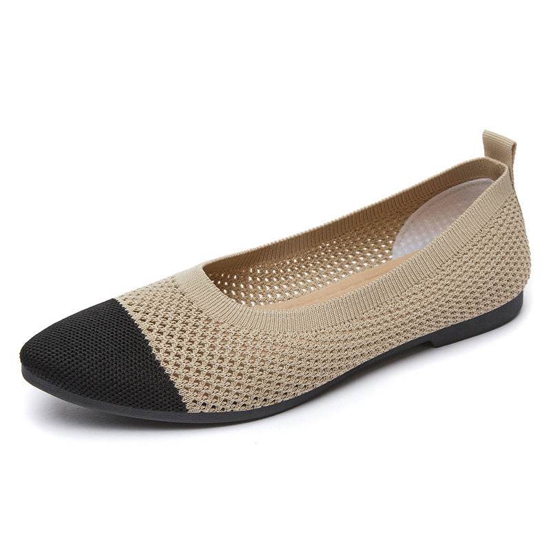 Solid Color Pointed Toe Flat Bottom Flat Heel Soft Bottom Pumps - Mubimart