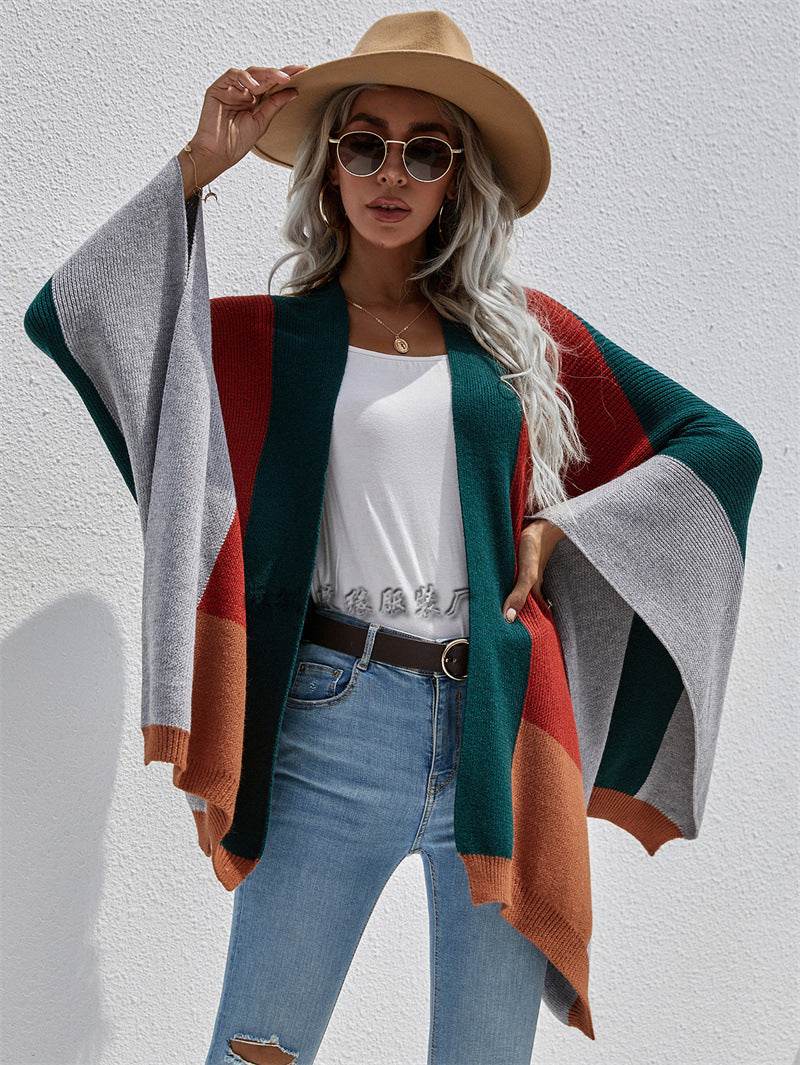 Women's Check Plus Size Loose Knit Cardigan - Mubimart