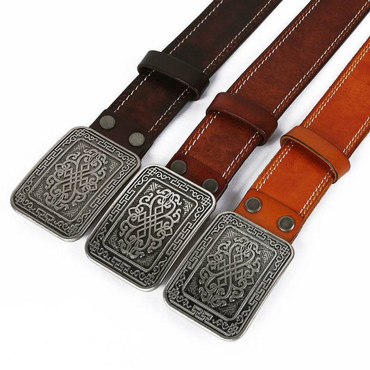 Auspicious Pattern Embossing Of Men's And Women's Belts - Mubimart