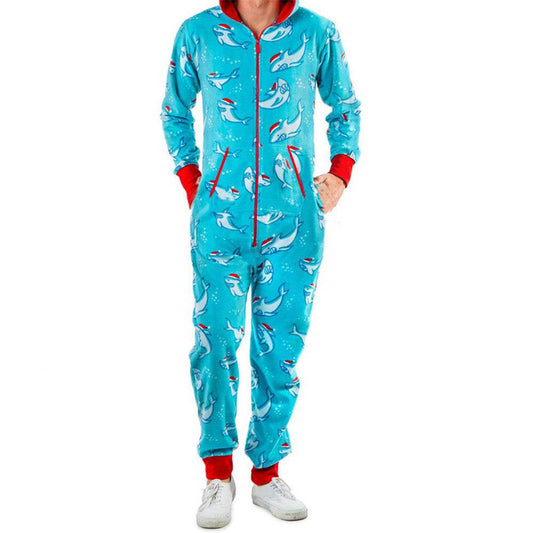 Christmas Family X'mas Costume Snowman Striped Print Jumpsuit Pajama - Mubimart