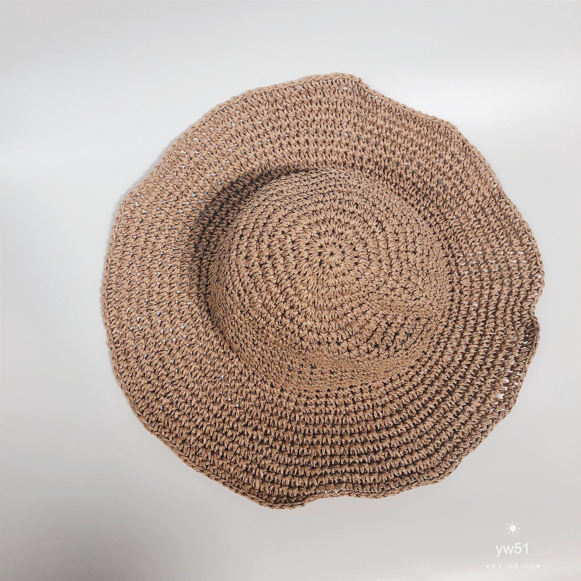 Summer Outing Sunscreen Hat for Women with Foldable Straw Hats Holiday Cool Hat Beach Hat - Mubimart