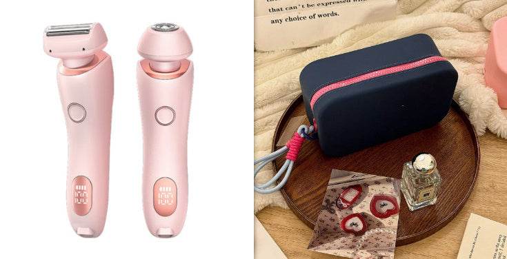 2 In 1 Hair Removal Epilator USB Rechargeable Trimmer Women Body Razor Face Leg Armpit Bikini Hand Pubic Shaver Hair Remover - Mubimart