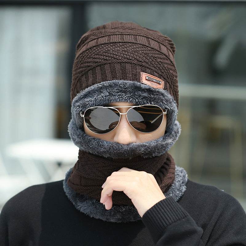 Winter Beanie Hat Scarf Set Warm Knit Hat Thick Fleece Lined Winter Hat Neck Warmer For Men Women - Mubimart
