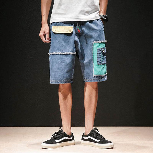 Contrast Oversized Cargo Shorts - Mubimart