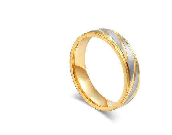 Classic Wedding Ring For Women Men Gold Color - Mubimart