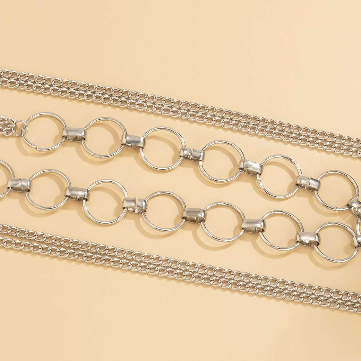 Round Ring Chain Necklace One Body Chain Women - Mubimart