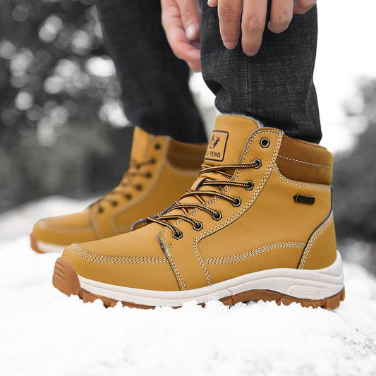 Men Boots Winter Snow Outdoor Ankle Boots For Men Super Warm Boots Leather Non-Slip Work Shoes - Mubimart
