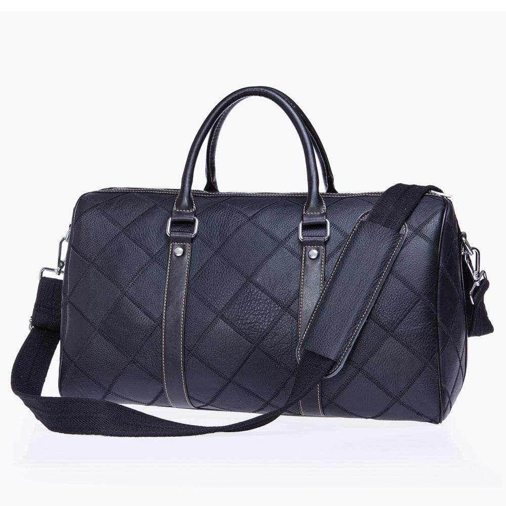 Checked vintage men's bag duffel bag - Mubimart