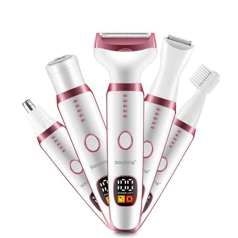 Five-in-one Lady Shaver Electric Women's Private Part Shaver Hair Trimmer Hair Removal Device - Mubimart