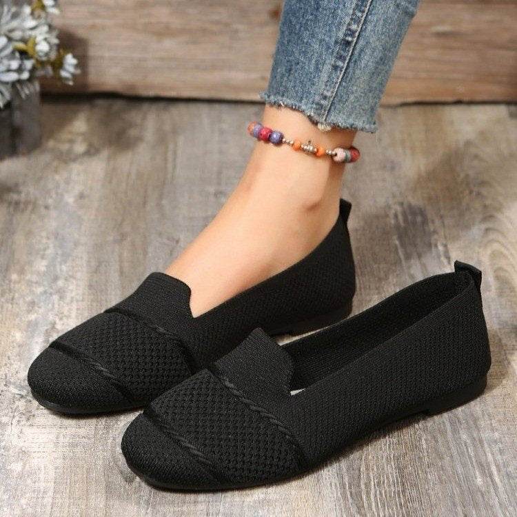 Women's Ballet Flats Round Toe Soft Sole Slip On Lazy Shoes Walking Flat Loafers - Mubimart