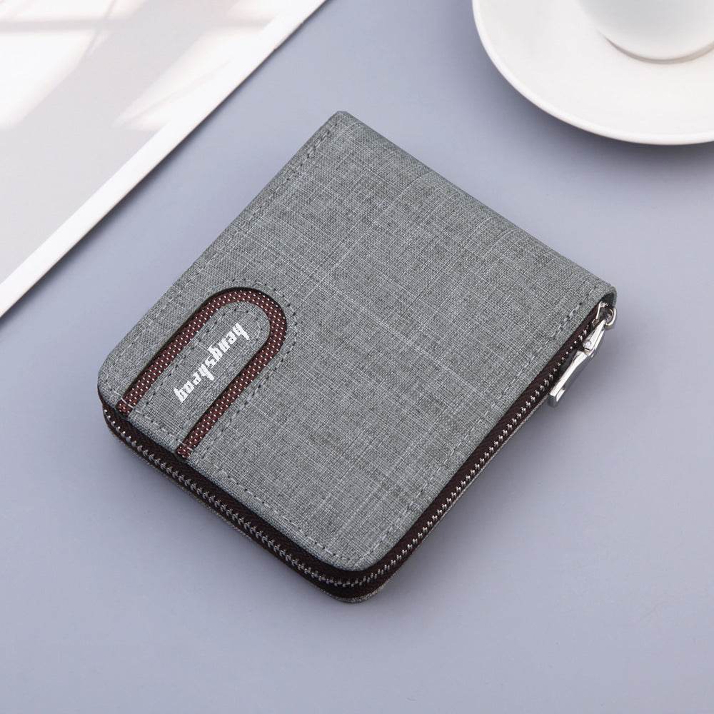 Mens Canvas Short Multifunctional Wallet - Mubimart