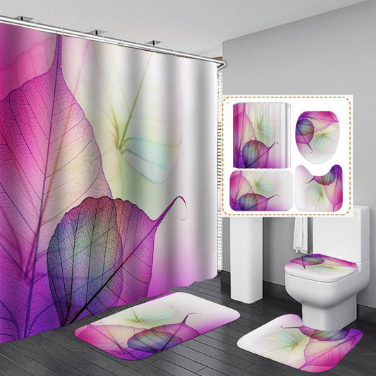 3D Art Geometric Shower Curtains in the Bathroom Waterproof Bath Curtain with Hook Sets Flannel Bath Mat Rugs Carpet Home Decor - Mubimart