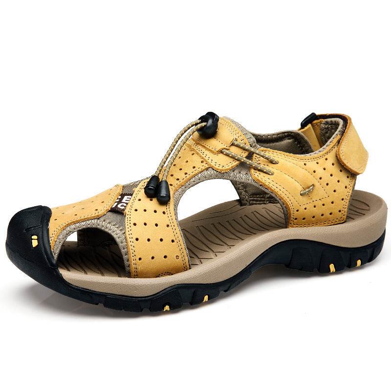 Men's Baotou Breathable Beach Leather Sandals - Mubimart