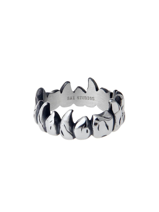 Animal Teeth Shape Closed Titanium Steel Ring For Men And Women - Mubimart
