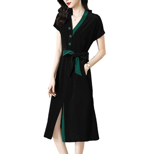 Temperament Plus Size Women's High-end Shirt Dress Satin - Mubimart