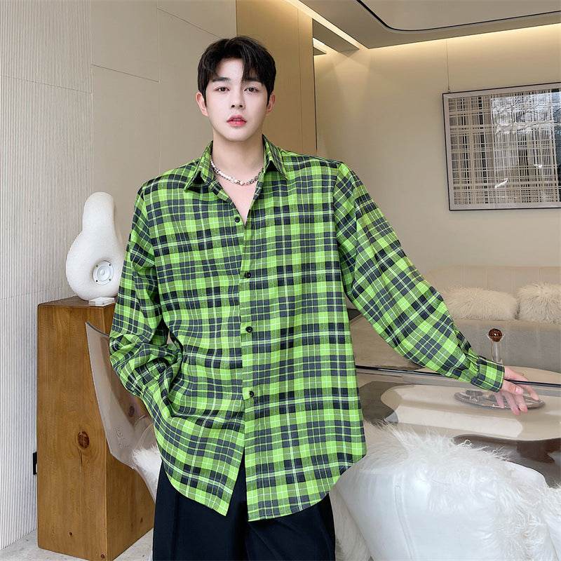 Shirt Plaid Men's Casual Resort Style Loose Shirt Jacket - Mubimart