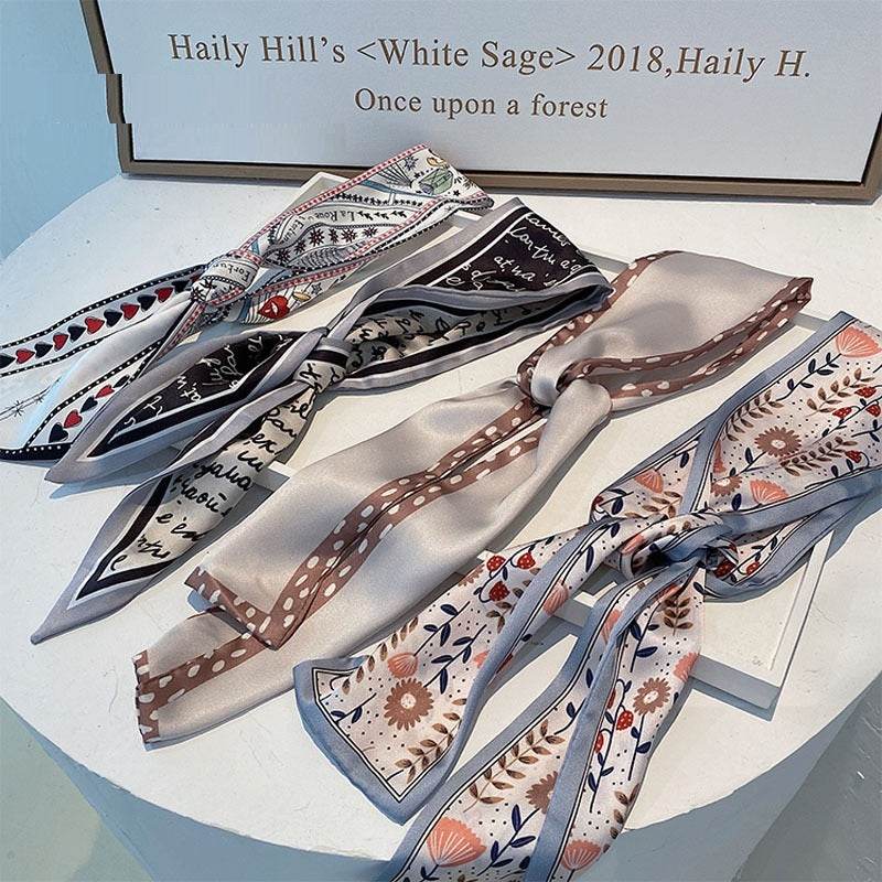 Slender And Narrow Scarves, Retro French Ribbon - Mubimart