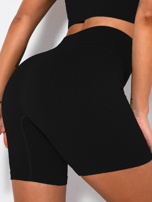 Yoga Shorts Ribbed Seamless Workout High Waist Athletic Leggings Suitable For Yoga Fitness, Workout Shorts Yoga Seamless Ribbed High Waisted Spandex Booty Biker Shorts - Mubimart