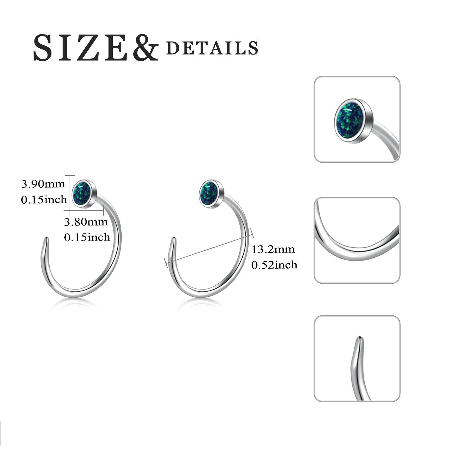 Ear Huggie Earrings Opal Half Cuff Hoop Earrings Threader Jewelry Gifts for Women Men Birthday - Mubimart