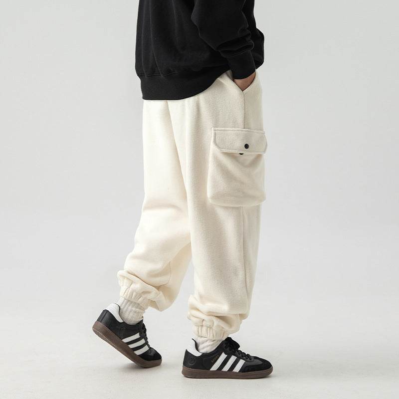 Polar Fleece Loose Sports Workwear Sweatpants - Mubimart