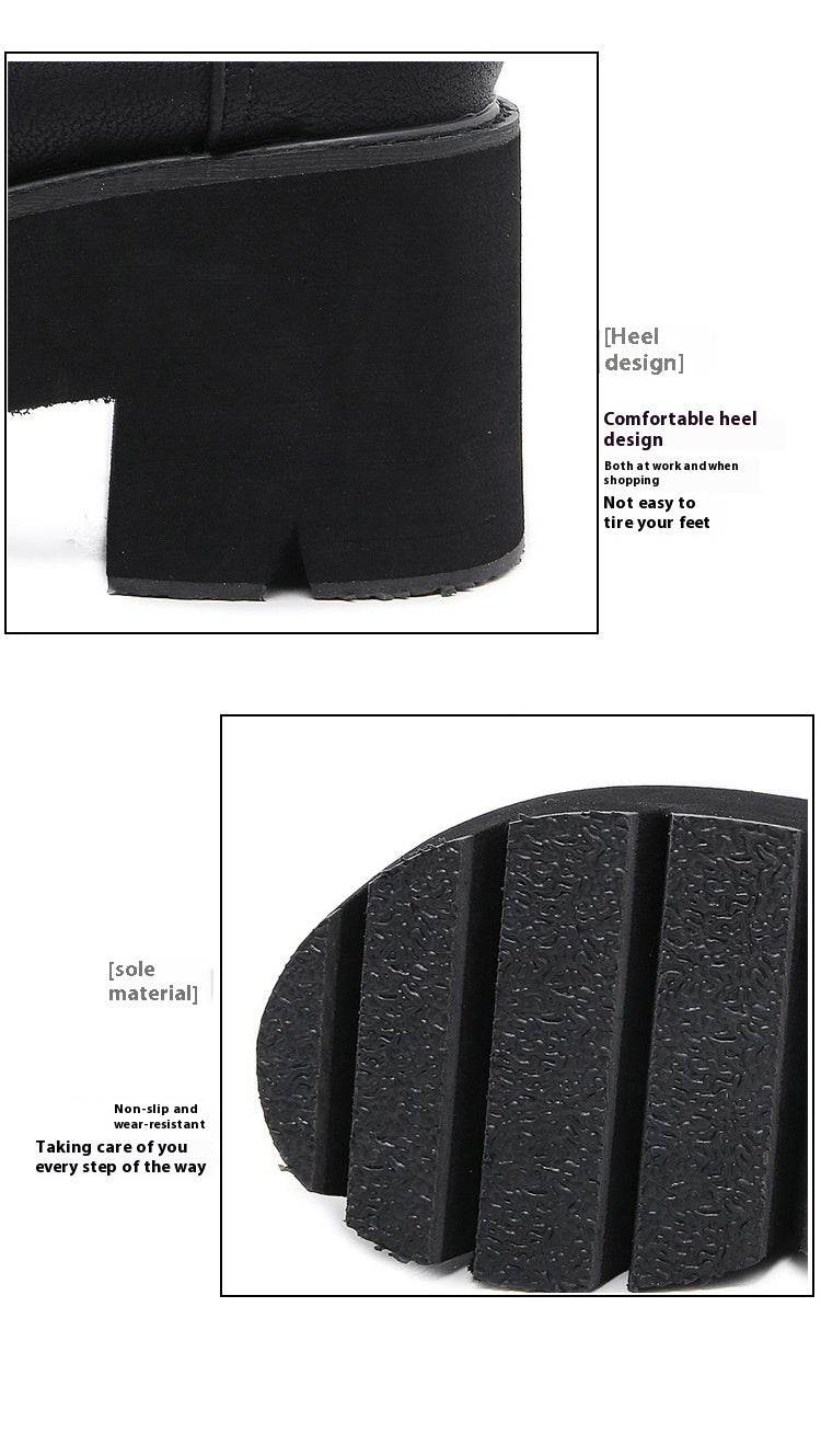 Women's Boots Amazon Thick Bottom Hot Chunky Heel High Heel Booties - Mubimart