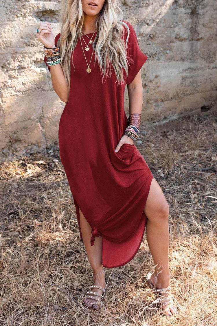 Short Sleeve Dress Loose Plus Size Casual Women - Mubimart