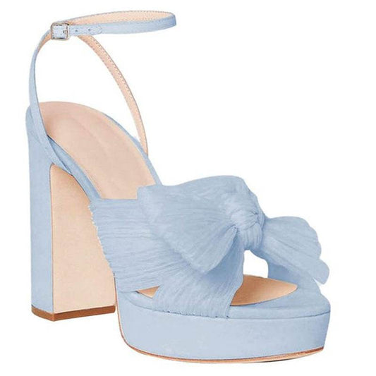 Women's Platform High Heels Fashion Bowknot Sandals - Mubimart