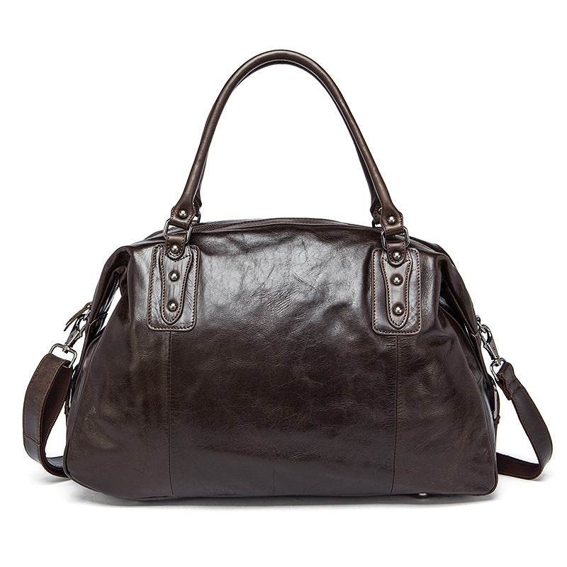 Cowhide Travel Bag Handbag Travel Bag Genuine Leather Travel Duffel Bag - Mubimart